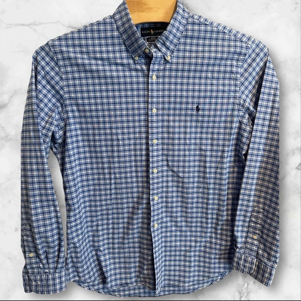 Ralph Lauren Men's Slim Fit Stretch Oxford Shirt Plaid Button Down XXL